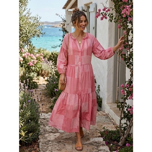 Flannel pink patchwork tiered - flannel,