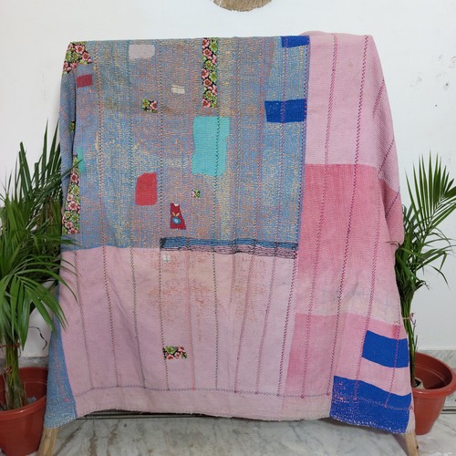 Vintage kantha quilt pink - vintage,