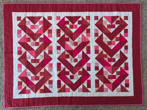 Red handmade quilt - handmade,