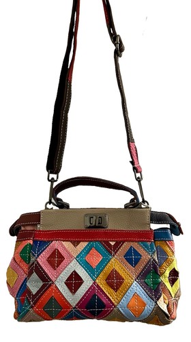 Nwot genuine leather patchwork - genuine,