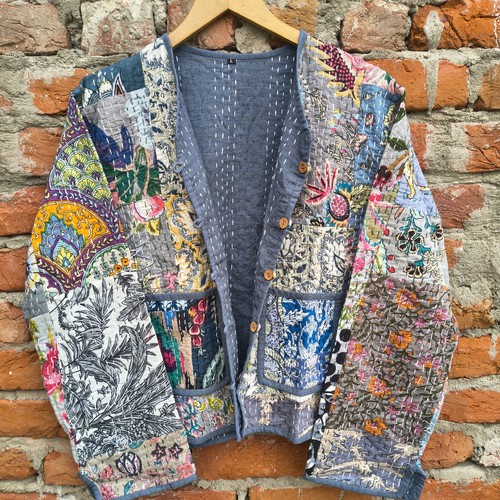 Indian quilted cotton kantha - cotton,