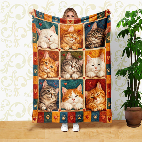Cats hearts paw patchwork - hearts,