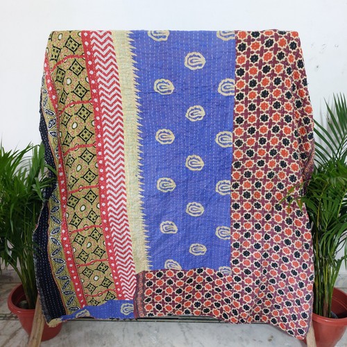 Blue red patchwork vintage - blue,