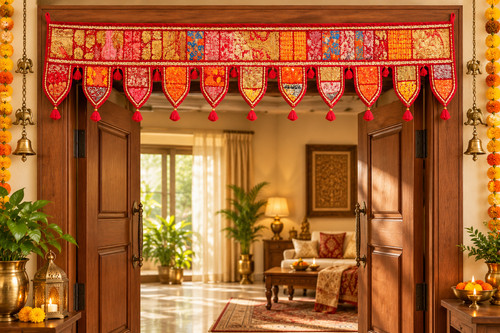 Red indian toran handmade - red,