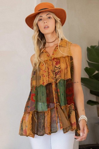 Boho chic patchwork top - boho,