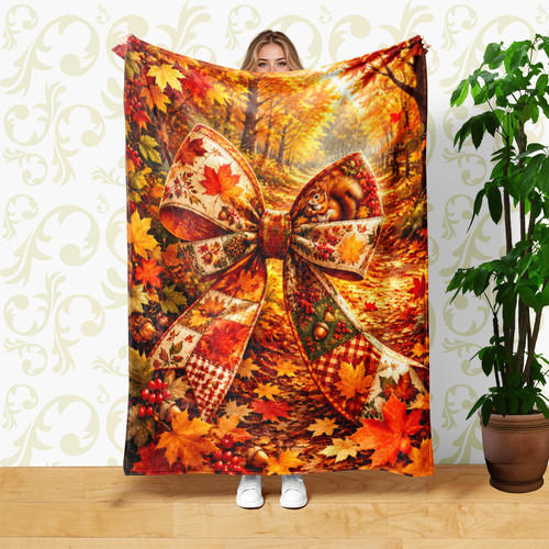 Autumn patchwork squirrel bow - patchwork,