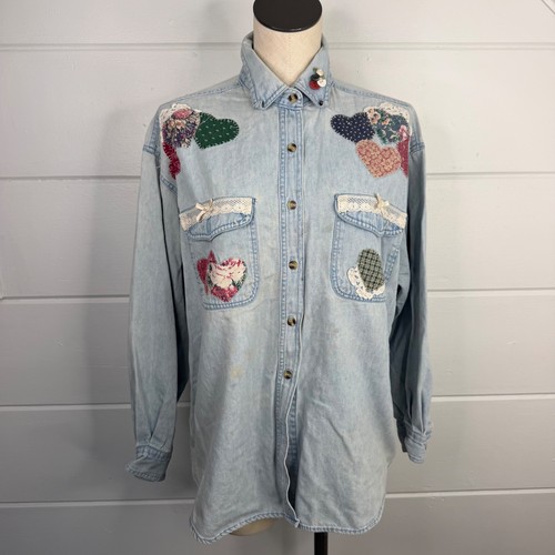 Vintage denim heart patchwork - vintage,