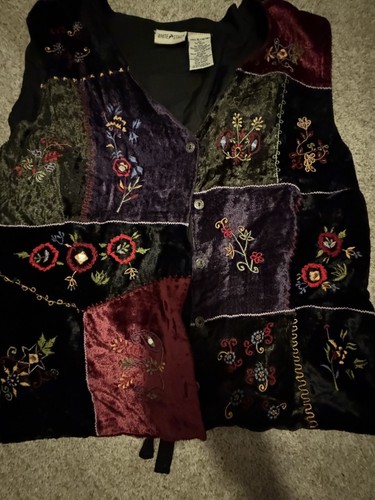 Vintage velvet patchwork vest - velvet,