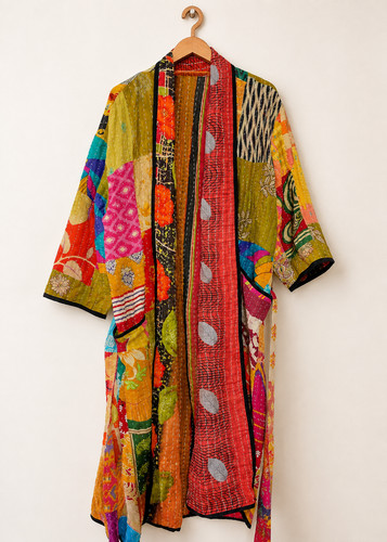 Vintage kantha kimono robe - kantha,