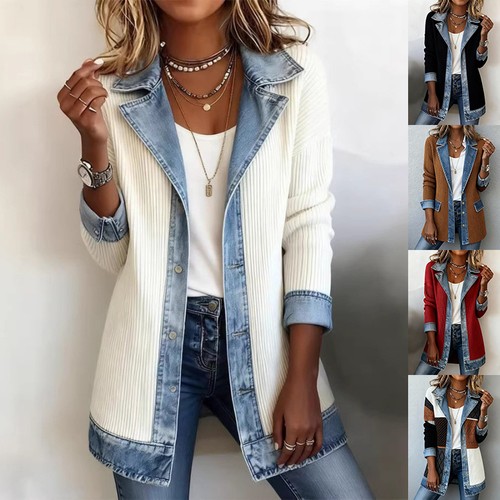 Denim patchwork jacket fashion - patchwork,